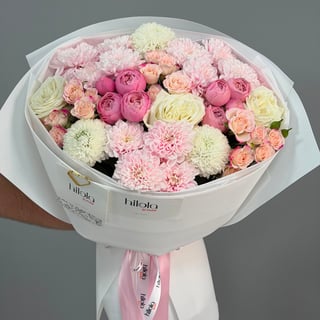 Pastel Pembe Çardak Gülü ve Krizantem Buketi – Narin Zarafet — hazırlanan buket fotoğrafı 5