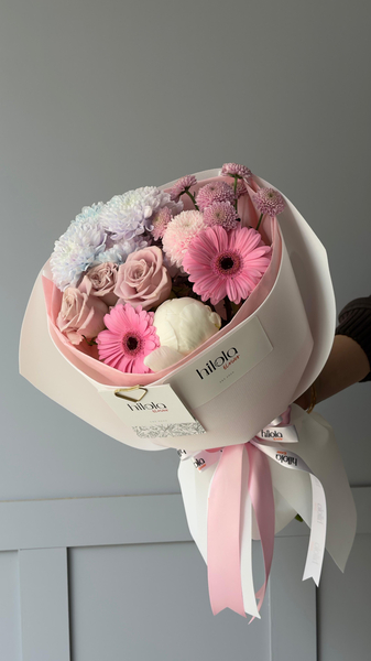 Pembe Gerbera ve Şakayık Mini Buket – Tatlı An