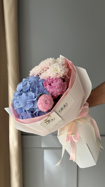 Şakayık, Krizantem ve Ortanca – Pastel Elegans